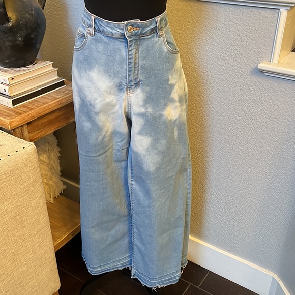 Bershka Jeans Bershka Wide Hem Leg Denim Bleach Jeans Poshmark